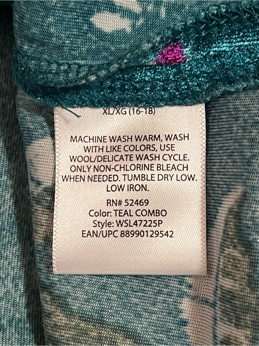 White Stag XL(16-18)Teal Velvet Burnout Sweater Floral Bloom Leaf Dark Romantic - Picture 4 of 9